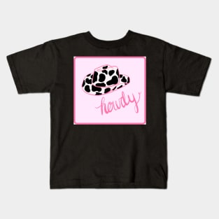 Howdy cow print hat Kids T-Shirt